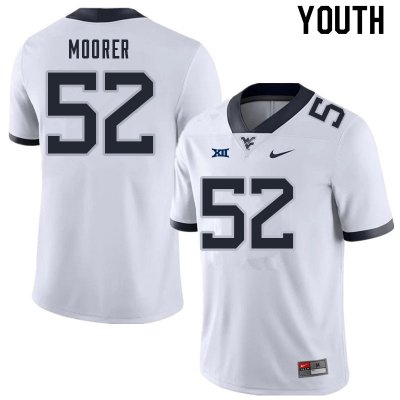 Youth West Virginia Mountaineers NCAA #52 Parker Moorer White Authentic Nike Stitched College Football Jersey BY15J61SW